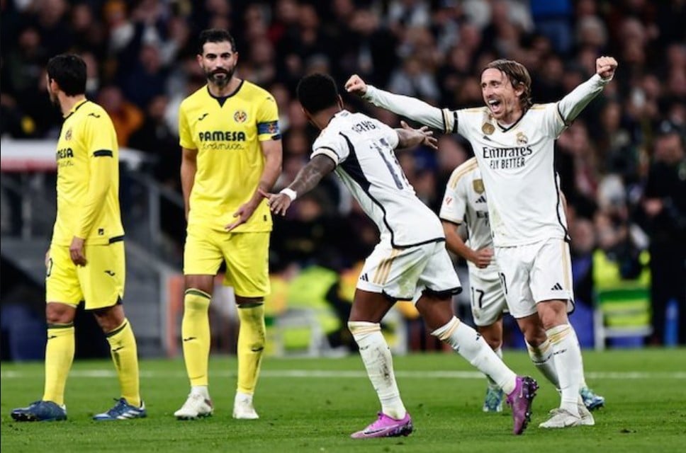 Luka Modric ăn mừng trong trận đấu La Liga giữa Real Madrid vs Villarreal, thứ Hai (18/12/2023)